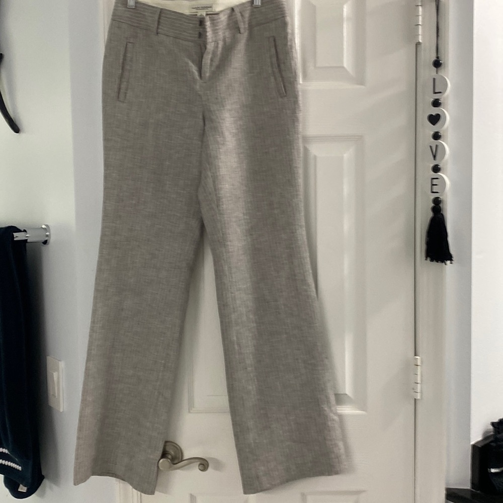 BANANA REPUBLIC GREY WHITE WIDE LEG LINEN PANTS